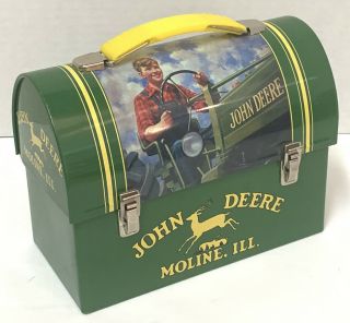John Deere Lunchbox Tin Collectible Metal Real The Tin Box Company Tractor Ill.