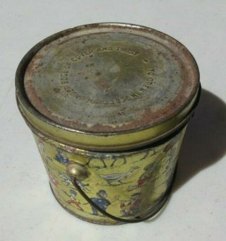 VINTAGE C P C PEANUT BUTTER TIN CONTAINER PAIL WITH HANDLE KIDDIES SIZE ONE LB. 2