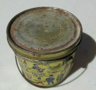 VINTAGE C P C PEANUT BUTTER TIN CONTAINER PAIL WITH HANDLE KIDDIES SIZE ONE LB. 3