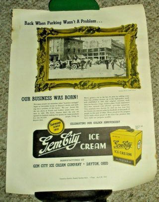 Gem City Ice Cream Dayton Ohio Newspaper Insert Poster Sign L@@k 2