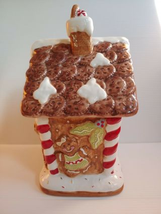 St.  Nicholas Square Gingerbread House Cookie Jar Candy Canes Cookies Sprinkles 2