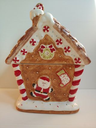 St.  Nicholas Square Gingerbread House Cookie Jar Candy Canes Cookies Sprinkles 3