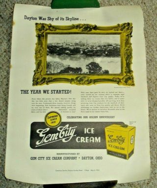 Gem City Ice Cream Dayton Ohio Newspaper Insert Poster Sign L@@k