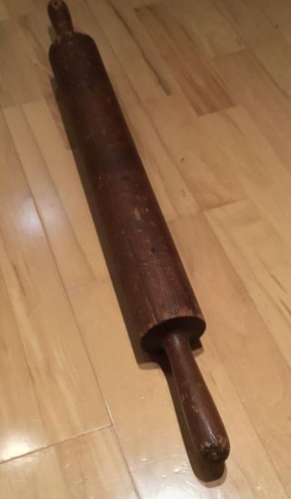 Large Heavy Primitive Antique Solid Wood Rolling Pin Farmhouse 29 " Huge