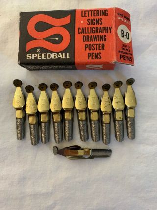 Vintage Speedball Calligraphy Pen Nibs Set Of 11 B - O