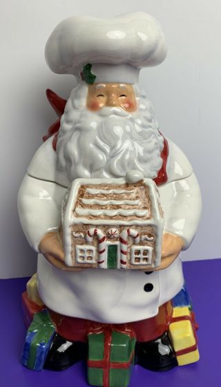Chef Santa Claus Cookie Jar Gingerbread House Jennifer Brinley Christmas