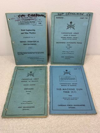 Canadian Army Field Book Mines Grenades Sub Machine Browning Automatic Pistol