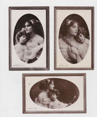 Three Great Old Real Photo Cards Glamour Mother And Child 1910