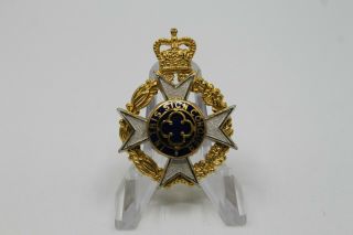 Post Ww2 Canadian Chaplain Service Officers Silver Gilt Enameled Cap Badge