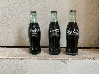 3 Vintage Coca Cola 6.  5 Oz Cokes Return For Refund Money Back 60s - 70s