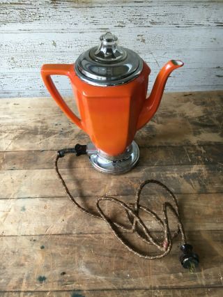 Royal Rochester Vintage Orange Ceramic Coffee Percolator