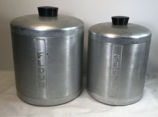 Vintage Brushed Aluminum Canisters Flour And Sugar 1950s 2 Piece Set Replacement