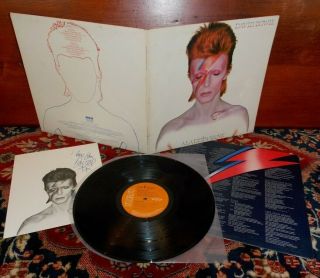 David Bowie - Aladdin Sane - Uk 1st Press Rca,  Insert,  Fan Club Postcard Nm Lp