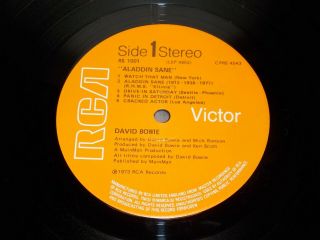 DAVID BOWIE - ALADDIN SANE - UK 1st Press RCA,  Insert,  Fan Club Postcard NM LP 2