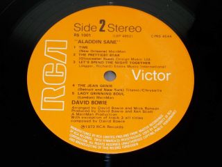 DAVID BOWIE - ALADDIN SANE - UK 1st Press RCA,  Insert,  Fan Club Postcard NM LP 3