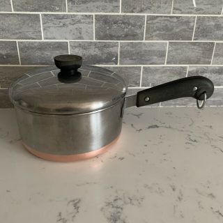 Vintage Copper Clad Revere Ware 2 Qt Saucepan Pot With Lid And Hanger 2363973