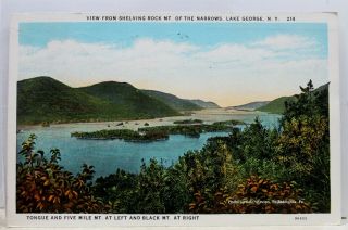 York Ny Lake George Shelving Rock Narrows Black Mt Tongue Postcard Old View