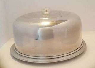 Vintage West Bend Aluminum Cake Holder Cover W Glass Cake/condiment Server Tray