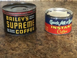 Chock Full O’ Nuts Instant Coffee & Bailey’s Supreme Coffee Tins