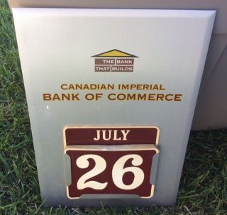 1960’s Canadian Imperial Bank Of Commerce Tin Wall Calendar 14.  5” X 10” C1