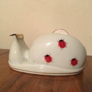Cute Vintage Ladybug Ceramic Tape Dispenser Japan Porcelain
