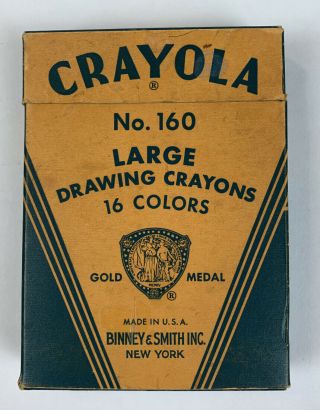 Vintage No.  160 Crayola Crayons Large Drawing Crayons 16 Colors Binney & Smith