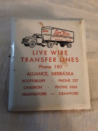 Vintage Advertising Paper Clip Note Holder Live Wire Transfer Lines Alliance,  Ne