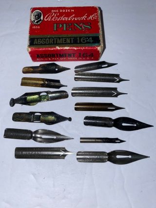 Vintage R.  Esterbrook Co.  No.  164 Jackson Stub Pens,  12,  Usa