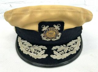 Vintage Us Coast Guard Auxiliary Senior Officers Hat - Bullion Hat Badge
