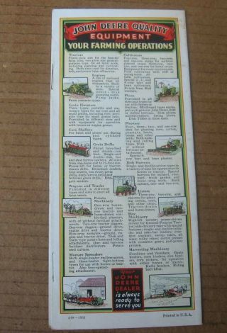 1931 JOHN DEERE TRACTOR CO BROCHURE MODEL B DISC HARROW FARM SALES PAPER 2