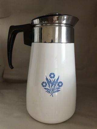 Vintage Corning Ware Blue Cornflower Stove Top 9 Cup Percolator Coffee Pot