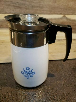 Vtg Corning Ware Blue Cornflower 6 Cup Percolator Coffee Pot Stove Top (euc)