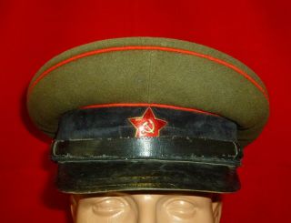 Russian Soviet Army Officer Cap Hat Square Visor Ussr Dated 1953