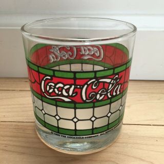 Vintage 1999 Coca - Cola Stained Glass Drinking Glass