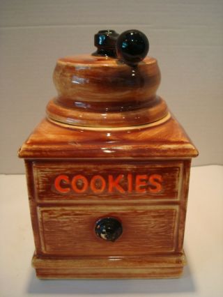 Mccoy Brown Coffee Grinder Cookie Jar Vintage 1961 - 1964 Very Good