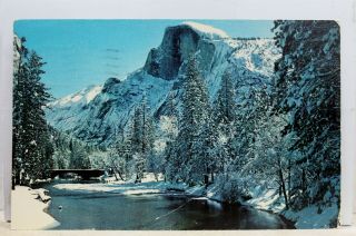 California Ca Yosemite National Park Half Dome Merced River Postcard Old Vintage