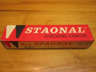 1 Box Of 10 Vintage Staonal Yellow Checking Crayons