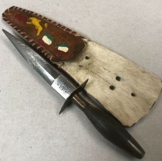 Vintage Souvenir Mexico Dagger Knife Letter Opener W/ Leather Sheath Animals