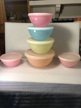 12 Pc Vintage Tupperware Pastel Wonderlier Nesting Mixing Bowl Set W/seals Lids