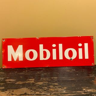 Vintage Porcelain Mobiloil Motor Oil Gas Sign Service Station Pump Plate