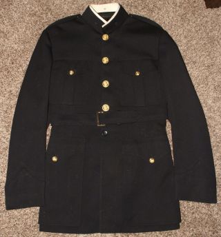 1955 Us Marine Corps Officers Dress Blue Jacket With 2 Belts Size 44? Named