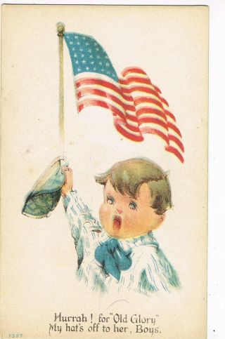 Antique Patriotic Postcard " Hurrah For 
