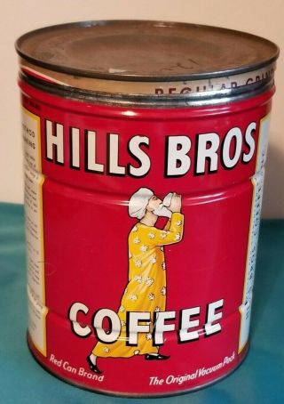 Vtg Hills Brothers Metal Red Yellow Coffee Can Key Opened Display