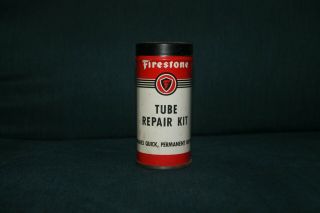Vintage Firestone Tire Tube Repair Kit Advertising Gas Station Tin Can