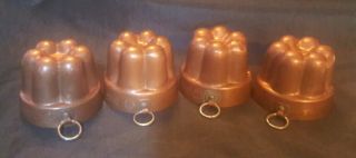 4 Vintage Christian Wagner Tin Lined Copper Jello Mold Germany Mould (AA1 - 2) 3