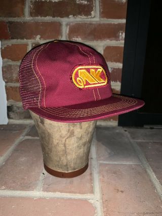 Vtg Nos Northrup King Feed/seed Embroidered Patch Maroon Mesh Back Trucker Hat