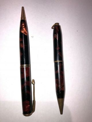 Vintage Parker Pen Co Mechanical Pencil - Mottled Red - Set Of 2