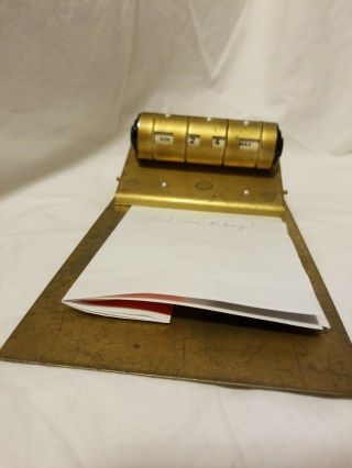 Vintage Gold Colored Metal Small 8 " X 4.  75 " Clip Board Date Day And Month
