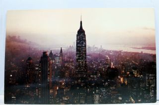 York Ny Nyc Empire State Building Dusk Postcard Old Vintage Card View Post