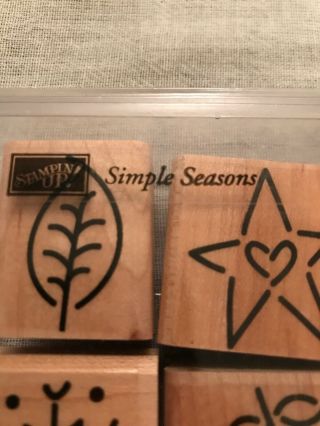 Stampin Up Simple Seasons Set Of 6 Wood Mounted Rubber Stamp SU Scrapbook 2003 2